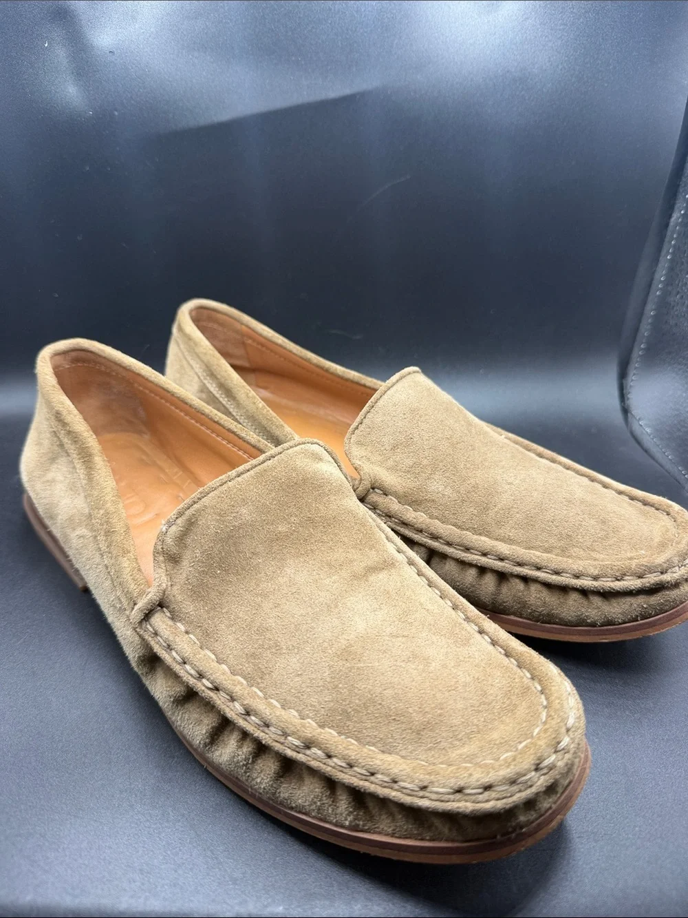 Sarto Men's Tan Suede Slip-On Loafers